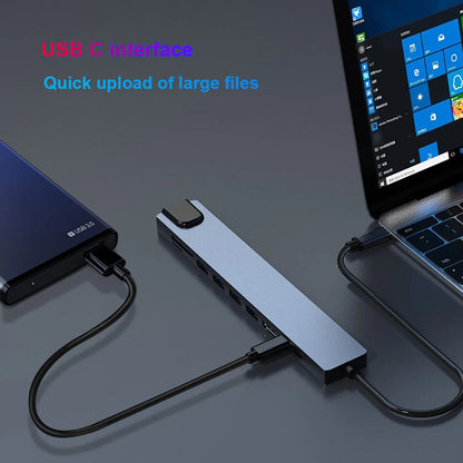 USB C HUB 4K30Hz Docking Station 8-IN-1 USB 3.0 Splitter Type C to RJ45 SD/TF Card Reader for MacBook Notebook Laptop Computer