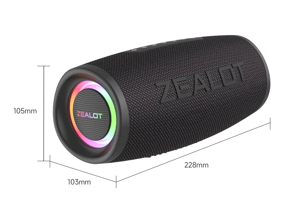 ZEALOT-S56 Bluetooth Speaker 40W Output Power Bluetooth Speaker with Excellent Bass Performace IPX6 Waterproof Camping Outdoor