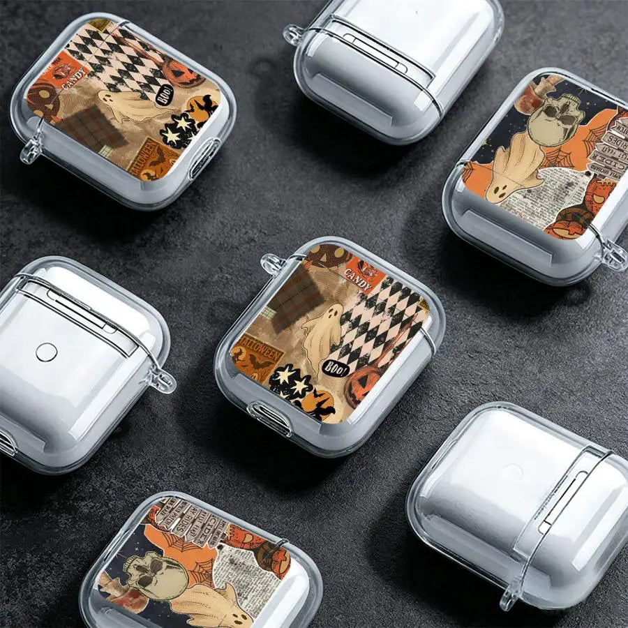 Hot Ghost Collage Print Case For Airpods 5 Pro3 2 Pro Pro2 4 3 1 Clear Earphone Cases Cover