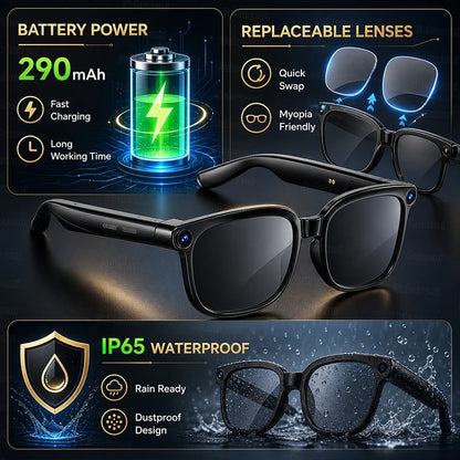 2026New 4K HD Photochromism AI Smart Glasses 800W Pixel Camera 1080P Video AI Chat Music Player Call AI Sports Smart Glasses Man