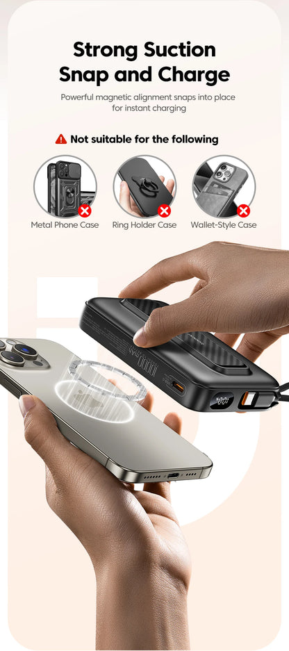 Toocki PowerBank 10000mAh Magnetic Wirelss 15W USB C PD 22.5W Fast Charge for iPhone 16 15 14 13 Portable Power Bank for Magsafe