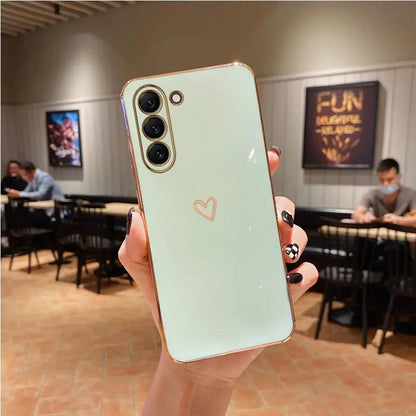 S 24 Love Heart Plating Phone Phone Case On For Samsung Galaxy S24 Plus S24 Ultra S24+ S24Plus S24Ultra 5G Luxury Back Cover