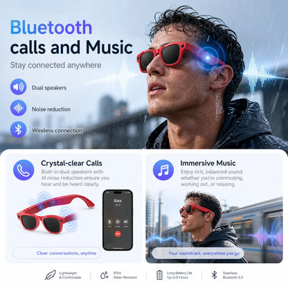 2026 New AI Smart Glasses Camera 30MP Photo 1200P Video Bluetooth Music Call WiFi Translation Voice Assistant Sunglasses Vlog HD