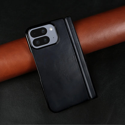 Luxury Genuine Leather Case for Google Pixel 11 Pro Fold 10Pro Fold Oil Wax Central Axis Pattern Phone Back Cases Without Front