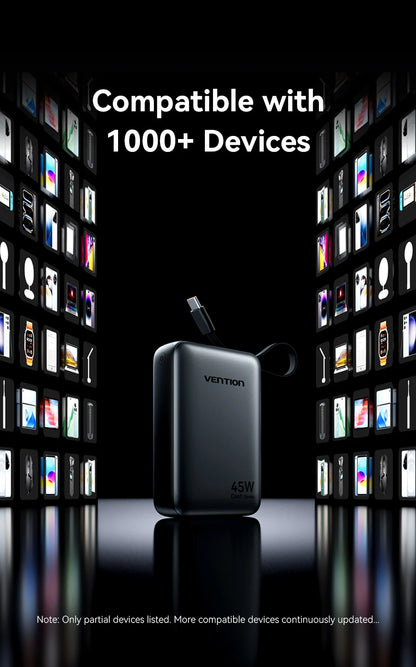 Vention CCC 45W 20000mAh Power Bank Fast Charging Portable Charger for iPhone 18 Pro Max Samsung Galaxy Battery 3C Powerbank