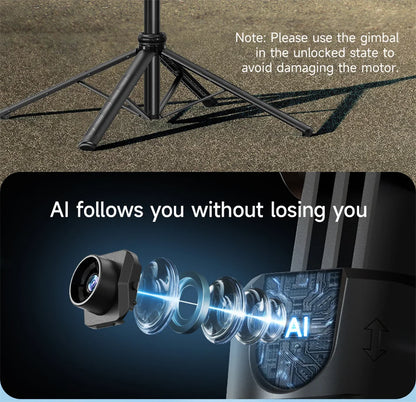 MEUYAG 1.62m AI Follow-Up Selfie Stick Fully Automatic With Bluetooth Remote Intelligent Anti Shake Pan Tilt Handheld Gimbal