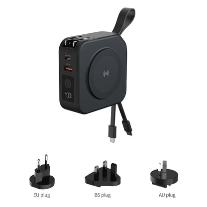 Magnetic Wireless Charging Bank 10000mAh PD22.5W Built-in Cable Plug 3in1 Fast Charging Portable Power Bank for iPhone 17 16 15