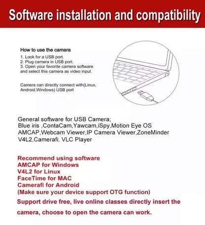 mini Laptop USB Camera Video CCTV Web Camera for computer 1080P HD Surveillance Webcams OTG Type-C Android USB 2.0 PC VLC Player
