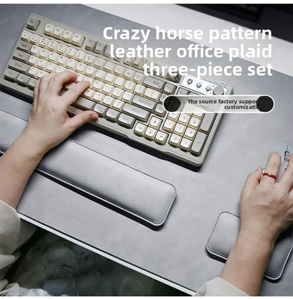 Desk Mat Waterproof PU Mouse Pad Large Mousepad Laptop Non-slip Desk Pad Keyboard Mats Mouse Mat Mouse Wrist Guard Three Pieces