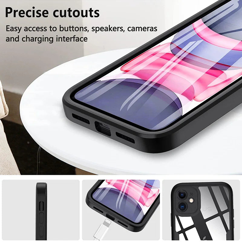 360 Full Body Protection Case For iPhone 15 14 13 12 11 Pro Max X XR 7 8 Plus SE 2020 Front Screen Shockproof Cover