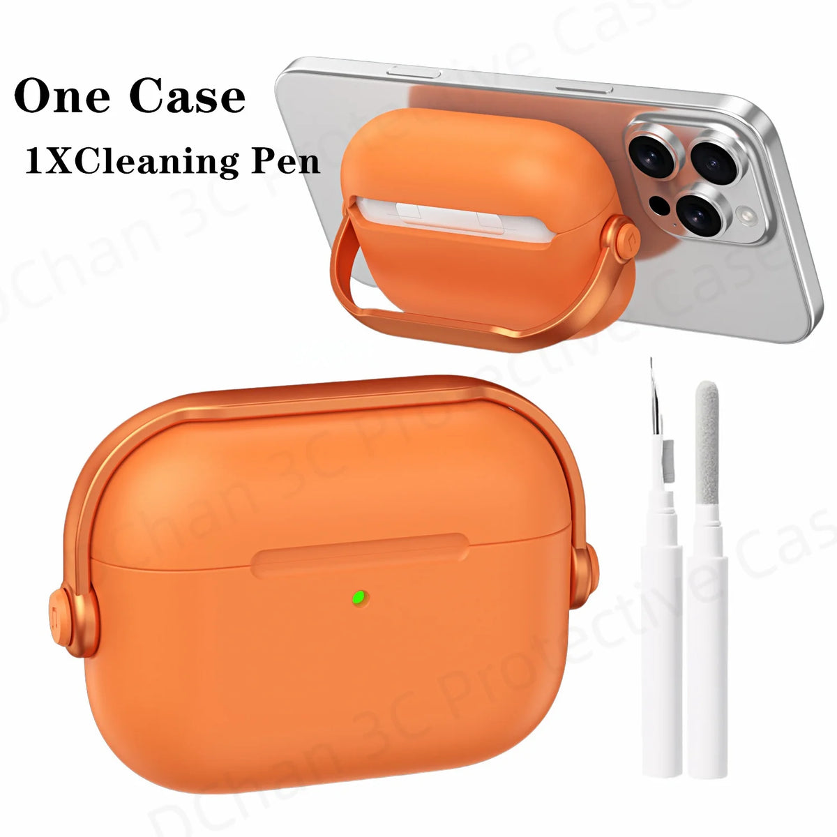 For AirPod Pro3 Case With Lock Shockproof Protective Cover with Cleaner Kit For Airpod 4 Case For AirPods Pro 3 Phone Stand Case