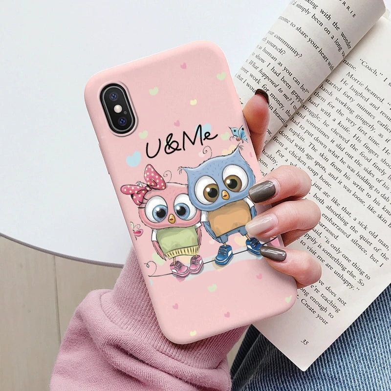 Flowers Funda For Phone Case iPhone X XS MAX XR Capa Soft Silicone Cute Cat Bear Back Cover For iPhone XR Bumper Women Anti-Fall