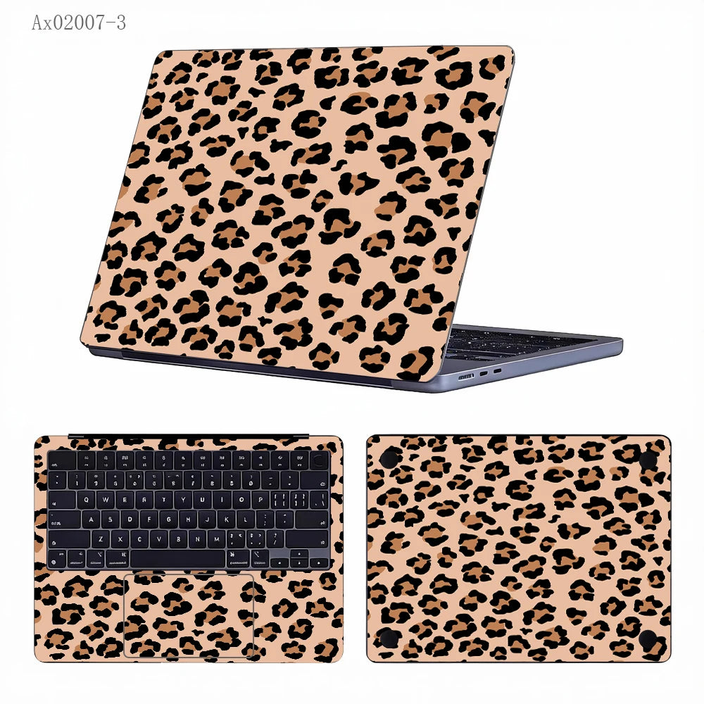2 pcs Aesthetic Light Leopard Laptop Stickers Set Self-Adhesive Removable Laptop Covers for MacBook Notebook Protective Skins