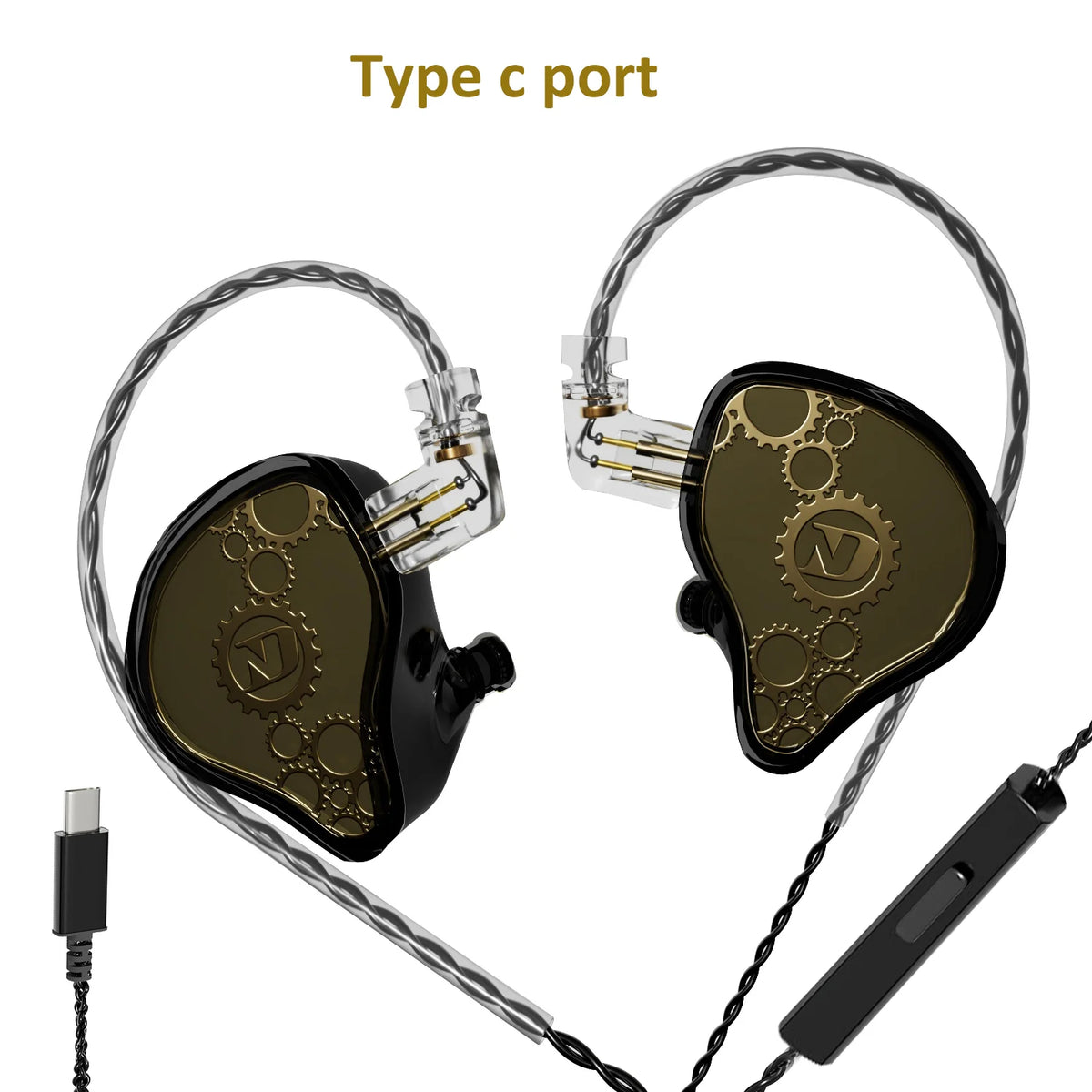 ND Venus Type C/3.5mm Wired Headphones Dynamic Drive HiFi Bass Stereo Music Earphones Noise Cancelling Game Headset For Phone PC