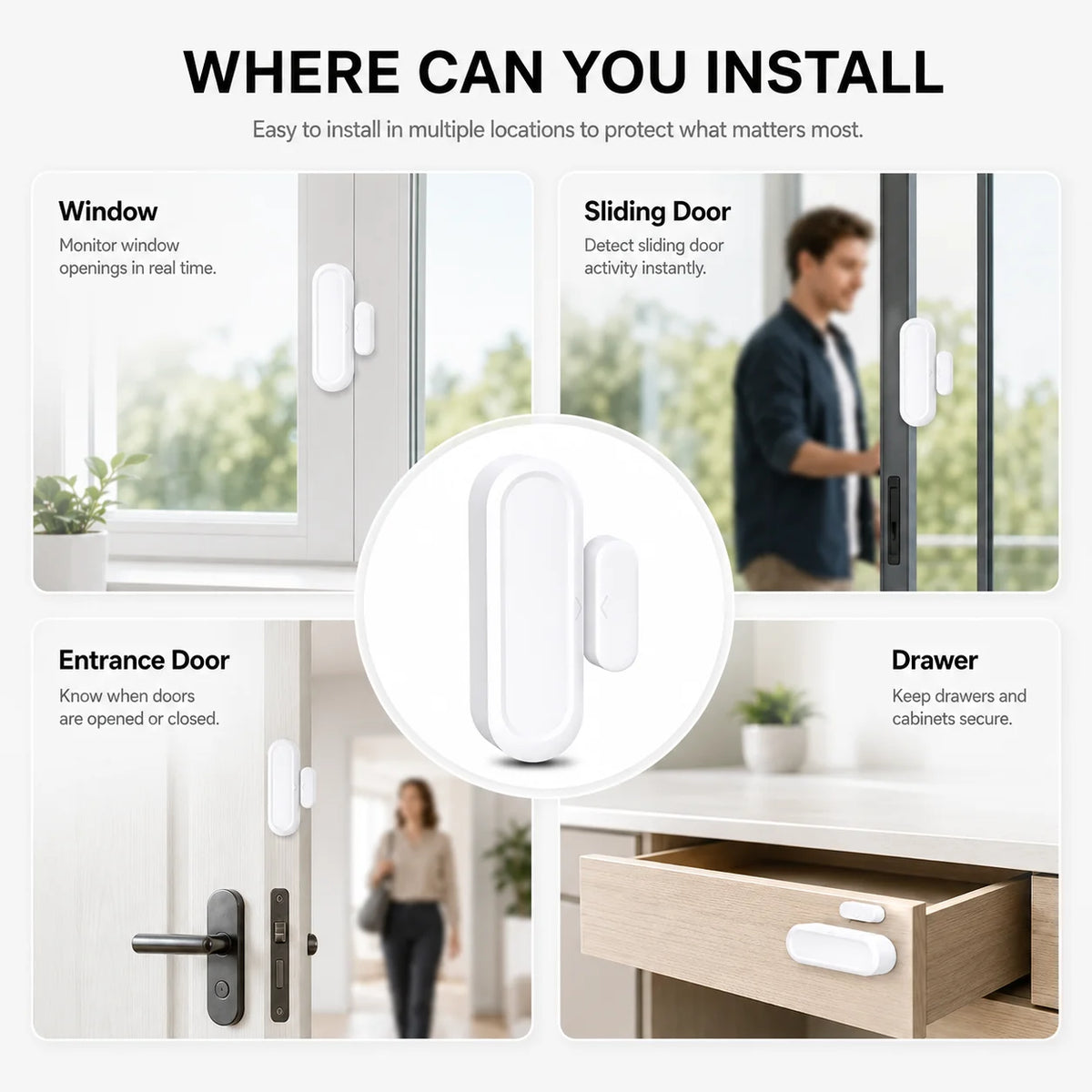 Tuya WiFi IP65 Door Window Sensor Smart Home Open Close Alarm Detector APP Remote Monitor Work With Smart Life Alexa Google Home