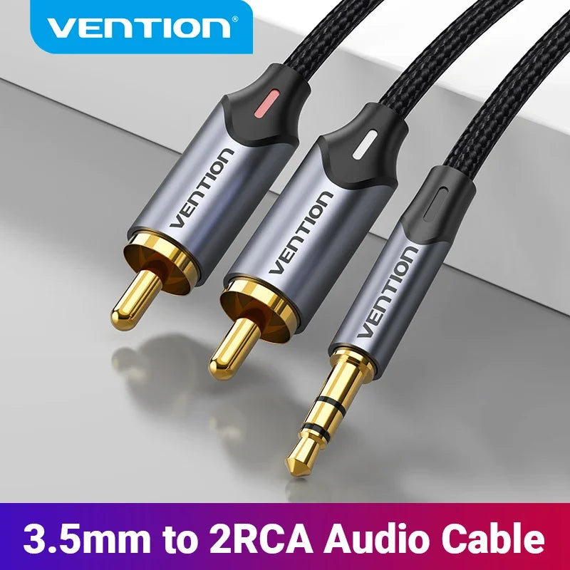 Vention RCA Cable 3.5mm to 2RCA Splitter Jack Audio Cable for Smartphone Amplifier Home Theater 3.5 AUX RCA TV Box Adaptador