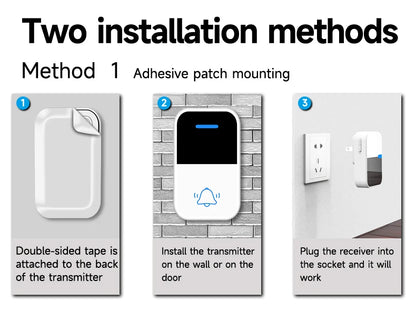 Good Sound Quality High Volume Long-Distance Kinetic Door Bell Household Waterproof Battery Free Self Powered Wireless Doorbell