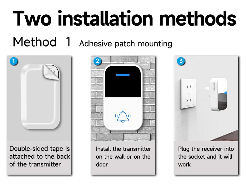 Good Sound Quality High Volume Long-Distance Kinetic Door Bell Household Waterproof Battery Free Self Powered Wireless Doorbell