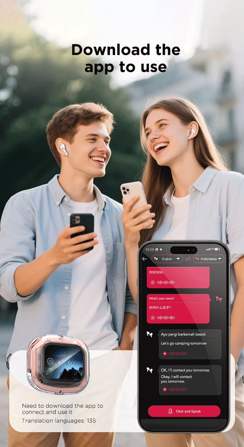 Low Latency Earphones ERAZER XP16 Wireless Earbuds AI Translation High-definition LCD Display For Music Sports Gaming Office