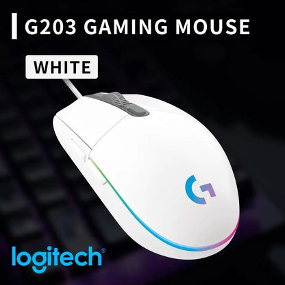 Logitech G203 Prodigy Wired Gaming Mouse 8000 DPI RGB Lighting 6 Buttons On-Board Memory 2.1m Cable Windows ChromeOS