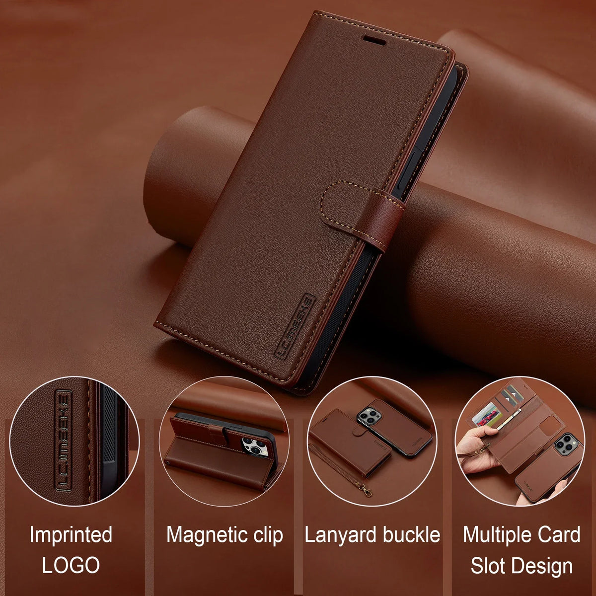 2 in 1 Removable Flip Leather Case For iPhone 18 17 16 Pro Max Air 15 14 13 12 11 Pro X Max XR 7 8 Plus SE Magnetic Wallet Cover