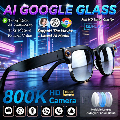 2026New AI Smart Glasses 120+Language Translation 800W Pixel Camera Video Music Player Call Business 8K Color Change Glasses Men