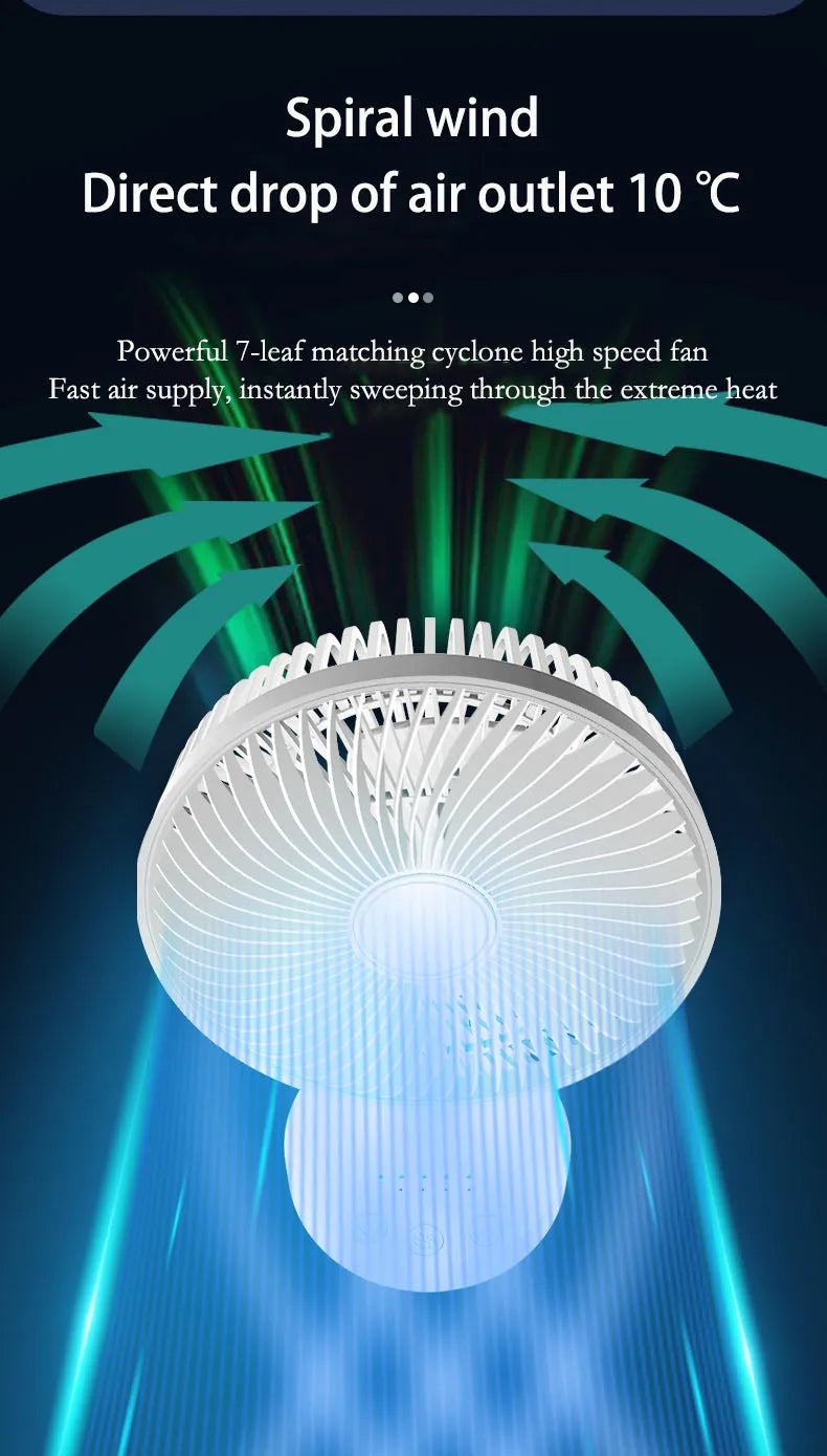 3600mAh USB Desk Fan 4 Speed Adjustable Desktop Table Fan with Strong Wind Quiet Portable Kipas USB Oscillating Fan
