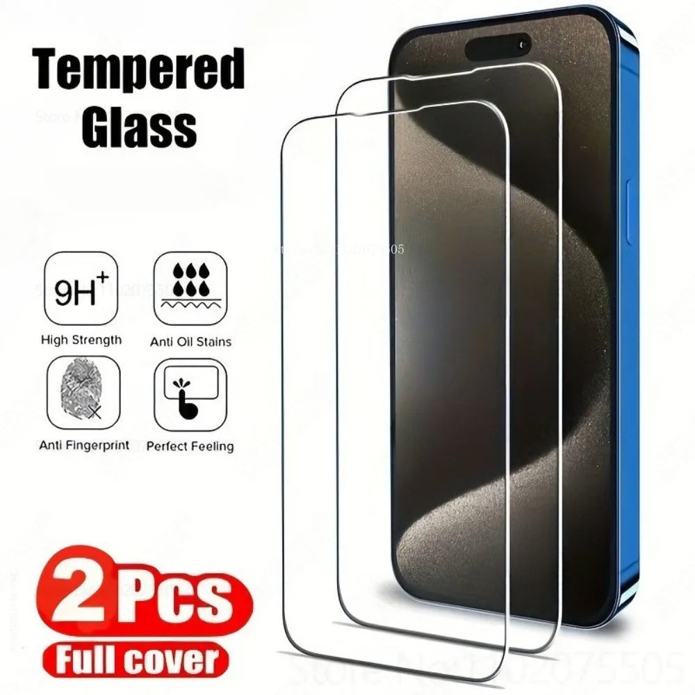 2Pcs Full HD Tempered Glass for IPhone 15 16 17 Promax 14 Plus 13 Promax Screen Protector for IPhone 17 Air 11 12 Mini 16 Promax