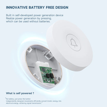 Outdoor Waterproof Circular Self Generating Wireless Doorbell Compatible With Ac 110v-240v Us/Eu Plug Ultra Long Distance Caller
