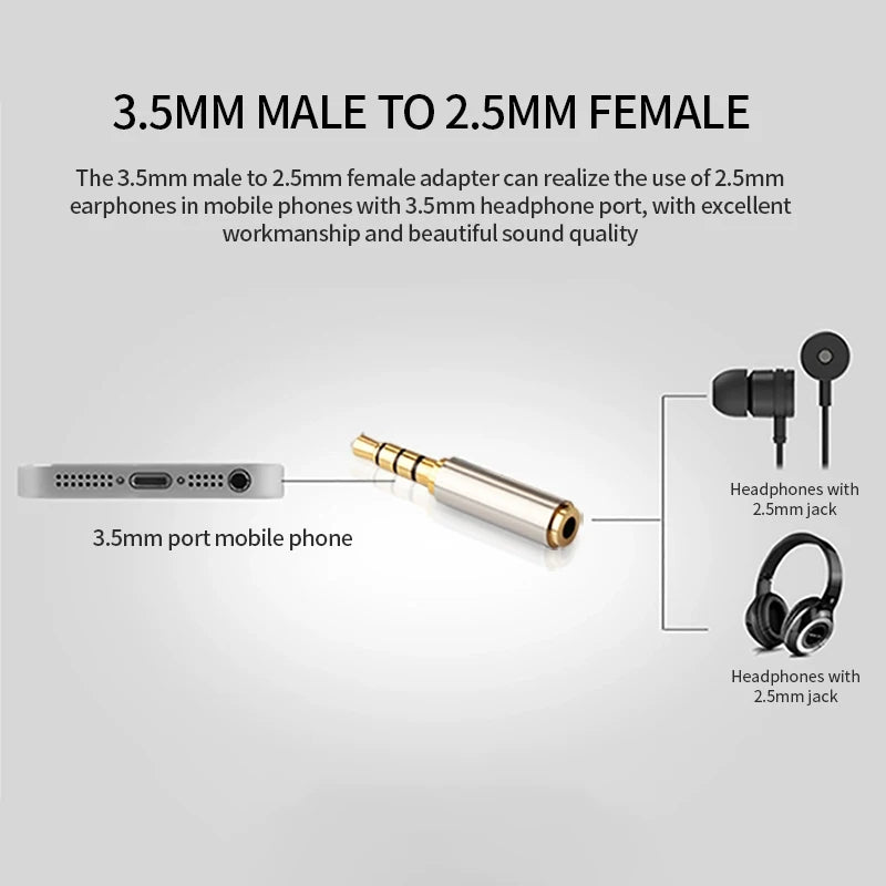 Jack 3.5 Mm to 2.5 Mm Audio Adapter 2.5 Mm Male to 3.5 Mm Female Plug Connector for Aux Speaker Cable Headphones Microphone Jack