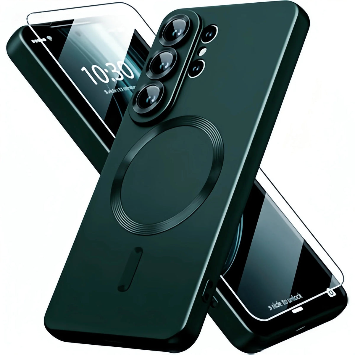 Magnetic for Samsung Galaxy S26 Ultra/S26+/S26 Phone Case with Screen & Camera Protector,Metallic Glossy Luxury Shockproof Slimi