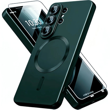 Magnetic for Samsung Galaxy S26 Ultra/S26+/S26 Phone Case with Screen & Camera Protector,Metallic Glossy Luxury Shockproof Slimi