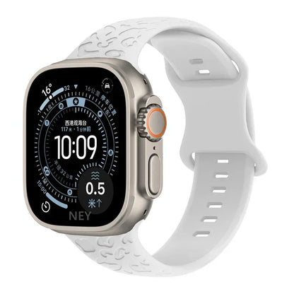 Engraved Strap For Apple Watch Band ultra 49mm 41mm-44-42mm 46mm Sport Silicone Leopard bracelet iWatch Series 11 10 9 8 7 se 6