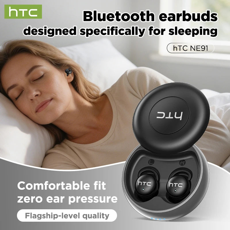 HTC NE91 Ultra Light TWS Bluetooth Sleep Headset ANC Active Noise Cancellation  Sleep Aid Earbuds Relieve Insomnia Anti Noise