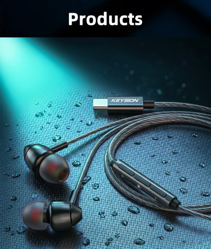 KEYSION Type-C HiFi Game In-Earphone EQ Adjustment 32bit/384kHz DAC Hardware Decoding Heaphone USBC Phone Wired Headset with Mic