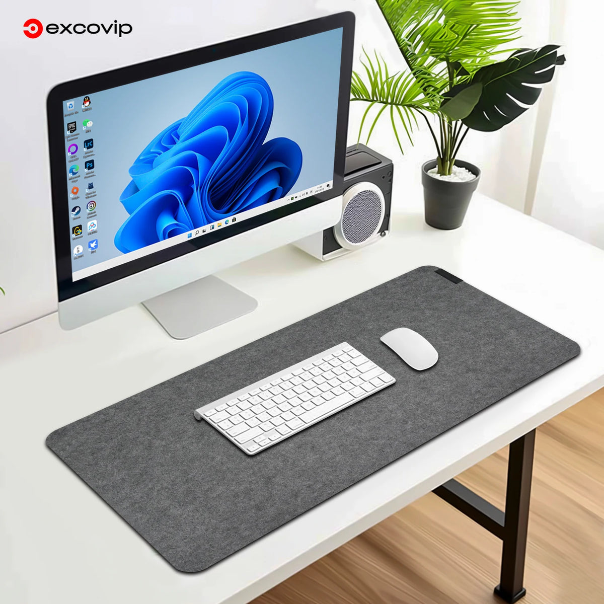 EXCO Felt Desk Mat Large Mouse Keyboard Pad Computer Desktop Protector Non-Slip Base for Office Home Durable Washable