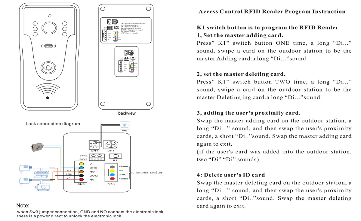 New Apartment Intercom Video Doorbell with RFID Card Unlock 7inch 4 Wired Video Door Phone System unlock 2 door ﻿
