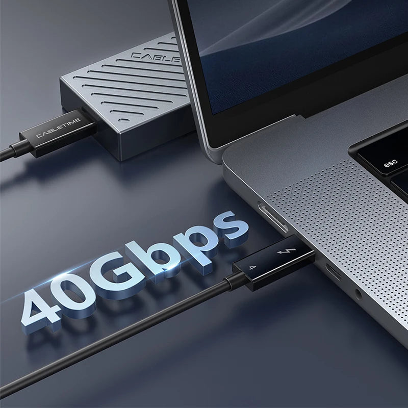 CABLETIME USB C to USB C Cable PD 240W Thunderbolt 4 40Gbps Type C to C 8K 60Hz Cable for Macbook Pro Fast Charge Cable