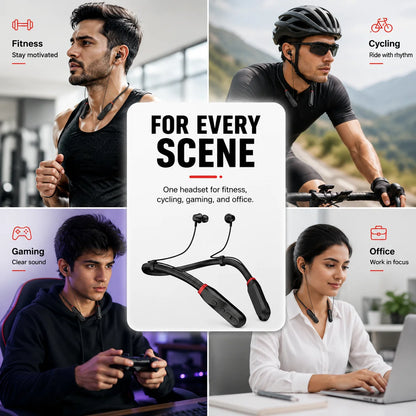 Bluetooth 5.4 Neckband Wireless Earbuds with Mic, 100H Standby Stereo Magnetic Sports Headphones for Running, Gym, Travel, Phone
