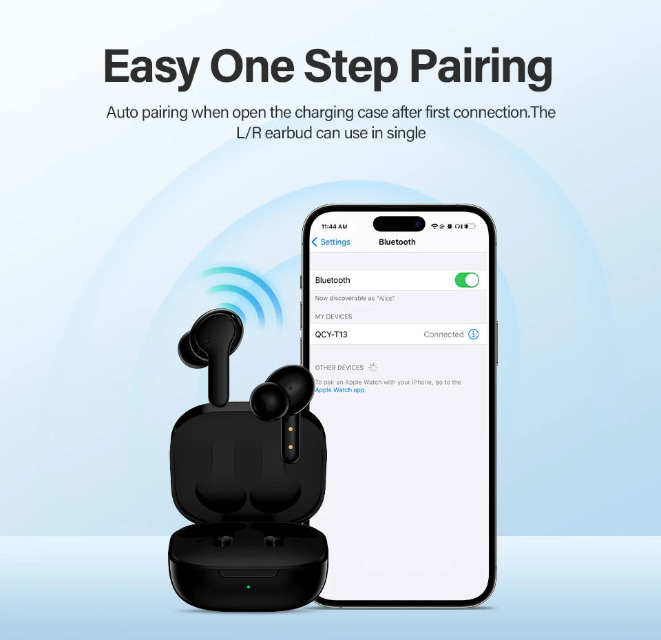 QCY T13 Wireless Smart Headphone BT5.1 TWS Earphone 4 Mic ENC HD Call Headset Touch Control Earbuds Long Standby 40H