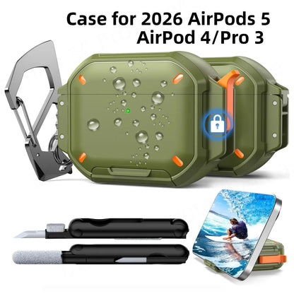 2026 for AirPod 5  Waterproof Case with Lock Sturdy Rugged Case Shockproof Headphone Case for AirPods Pro 3/4/5 Earbuds Cases