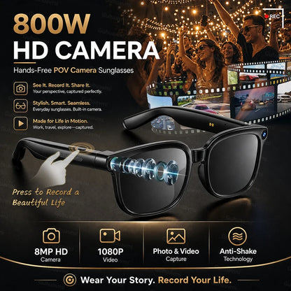 2026New 4K HD Photochromism AI Smart Glasses 800W Pixel Camera 1080P Video AI Chat Music Player Call AI Sports Smart Glasses Man