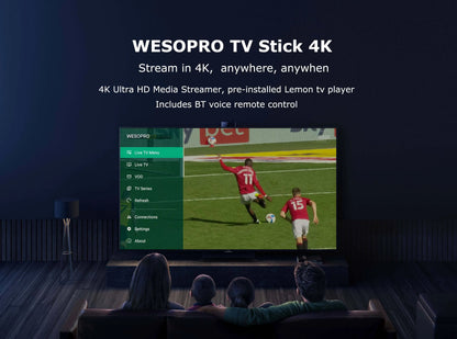 WESOPRO TV Stick G2 Android 12 Smart TV Dongle 2GB RAM 16GB ROM 2.4GHz 5.0GHz Wifi6 BT5.0 H.265 4K 30pfs Media Player