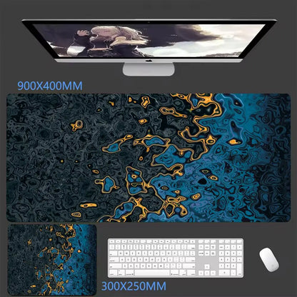 Black Waves Large Gaming Mouse Pad Computer Keyboard Desk Pad XXL with Rubber Non-Slip Stitched Edge for Friends Boyfriend