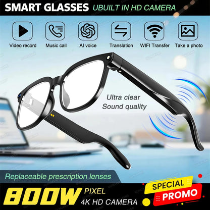 New AI Smart Glasses 8 Million HD Pixels Camera Photo 1080P HD Video Recording Sunglasses Call Music Play Men Women Glasses 2026