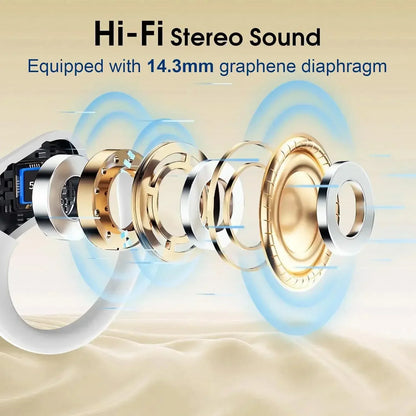 Wireless Earbuds Sport Bluetooth 5.4 Headphones with Noise Cancelling Mic 75Hrs HiFi Stereo Over Ear Bud LED Display USB-C IPX7