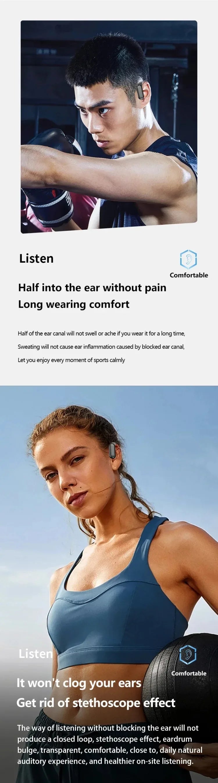 Original Lenovo A520 Open-Ear True Wireless Earbuds Ear-clip Design Hook Earphone Open Audio TWS Sport Headset LED Power Display