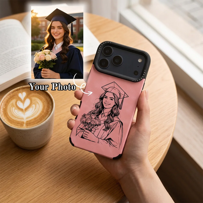 Personalized Custom Line Drawing 3D DIY Engraved Faux Leather Faux Phone Case For iPhone 17 16 15 14 13 12 11 Pro Max Pro 17Air
