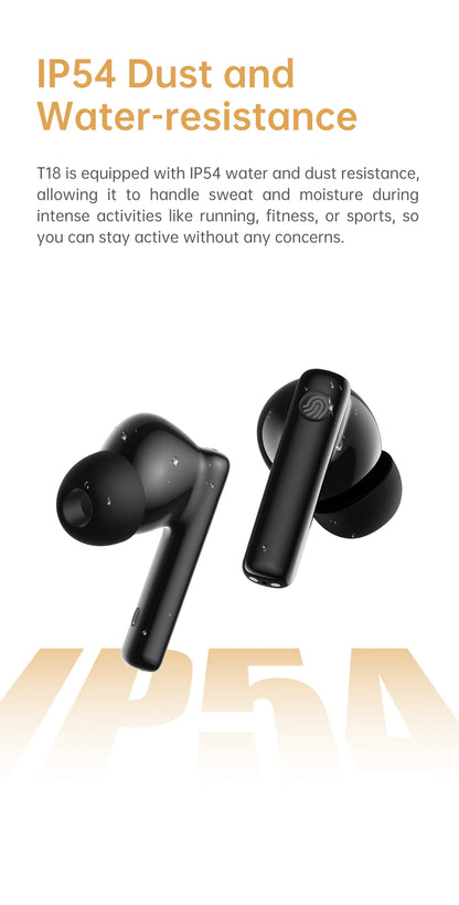 Black Shark T18 Wireless Earphones, Bluetooth 5.3 ANC TWS Earbuds, ENC Call 40h Playback Battery Level Display Hi-Fi Audio IP54