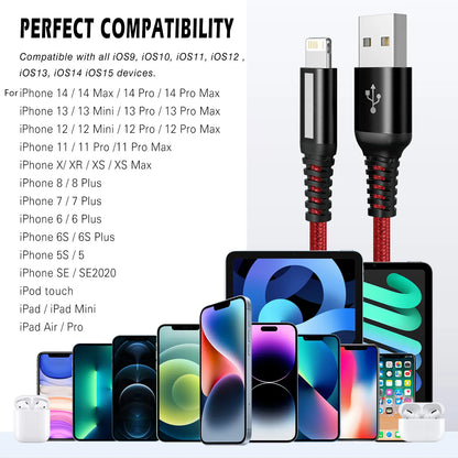 3A USB Cable For iPhone 13 12 11 14 Pro Max XR X XS Max 7 8 Plus iPad iPhone Charger Fast Charging Cord Data Charger Wire 1m2m3m